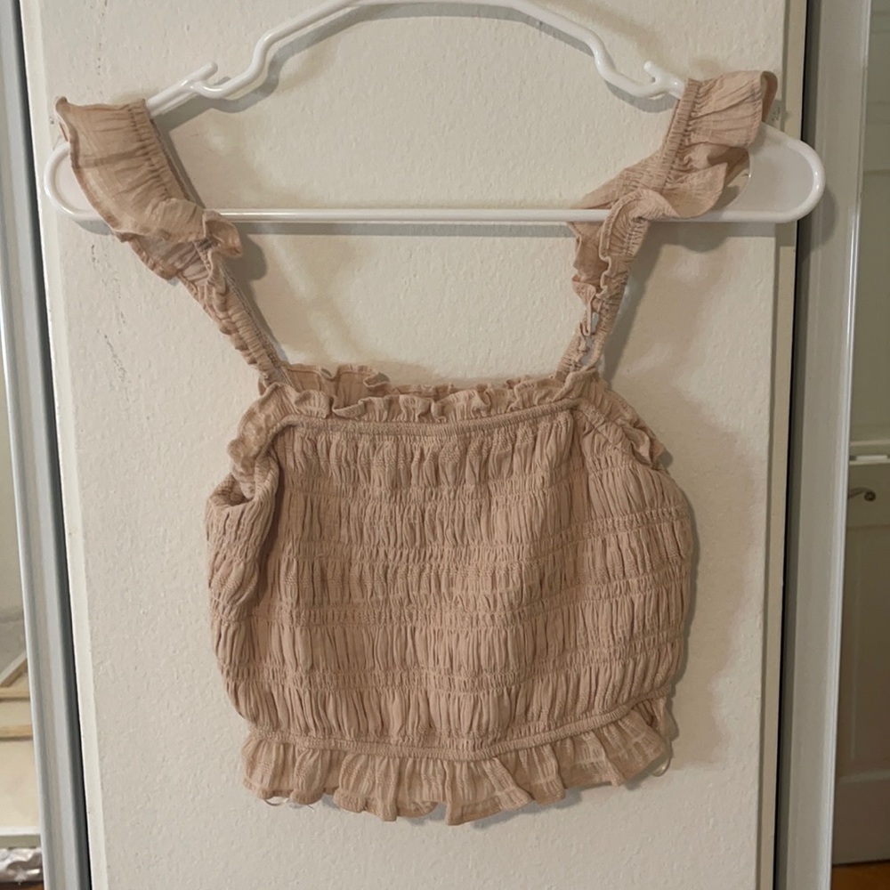 NEVER WORN cream ruffle crop top